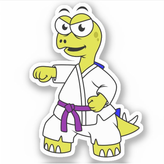 Illustration eines Stegosaurus, der Karate praktiz Aufkleber (Vorderseite)