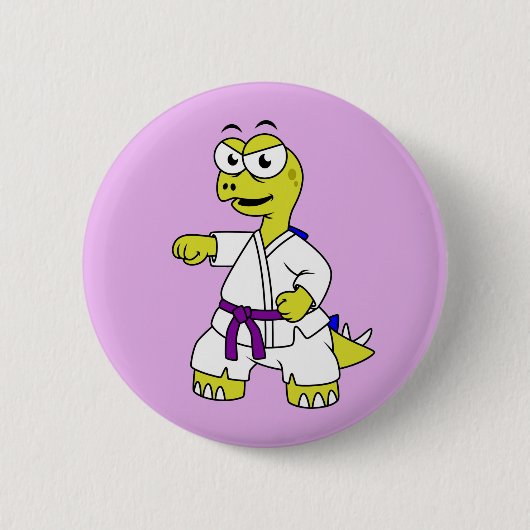 Illustration eines Stegosaurus, der Karate praktiz Button (Vorderseite)