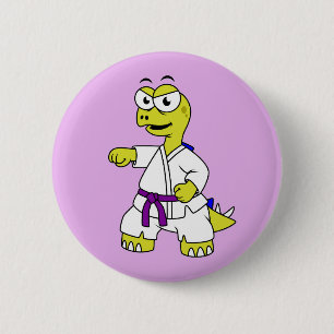 Illustration eines Stegosaurus, der Karate praktiz Button