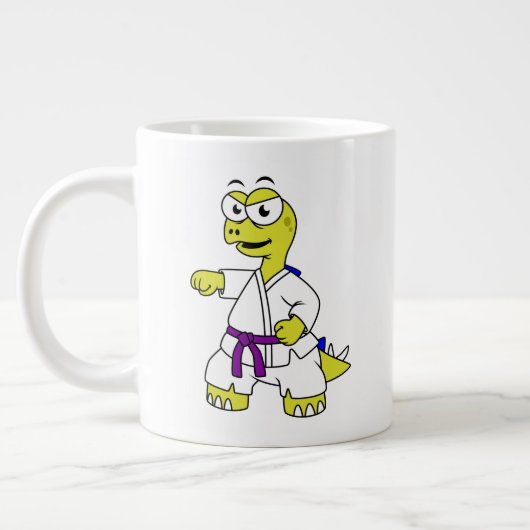 Illustration eines Stegosaurus, der Karate praktiz Jumbo-Tasse (Links)