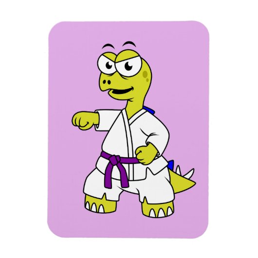 Illustration eines Stegosaurus, der Karate praktiz Magnet (Vertikal)