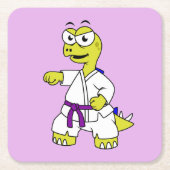 Illustration eines Stegosaurus, der Karate praktiz Rechteckiger Pappuntersetzer (Vorderseite)