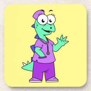 Illustration eines Stegosaurus-Krankenschwesters. Getränkeuntersetzer