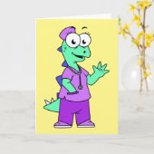 Illustration eines Stegosaurus-Krankenschwesters. Karte (Gelbe Blume)