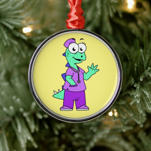 Illustration eines Stegosaurus-Krankenschwesters. Ornament Aus Metall (Baum)