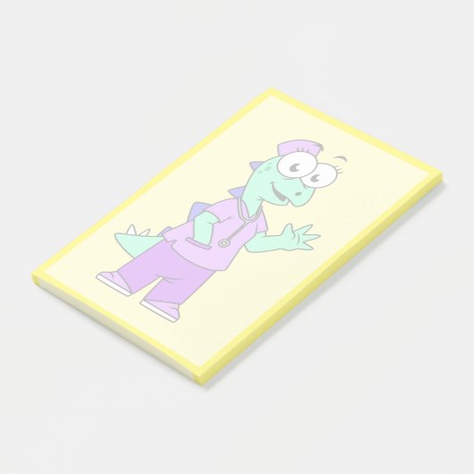 Illustration eines Stegosaurus-Krankenschwesters. Post-it Klebezettel (angewinkelt)