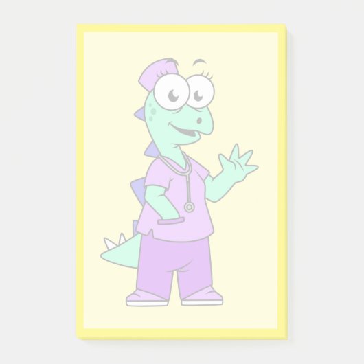 Illustration eines Stegosaurus-Krankenschwesters. Post-it Klebezettel (Vorderseite)