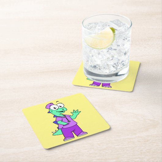 Illustration eines Stegosaurus-Krankenschwesters. Rechteckiger Pappuntersetzer (Vor Ort)