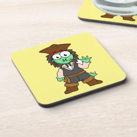 Illustration eines Stegosaurus-Pirates, Jack-Sparr Getränkeuntersetzer (Linke Seite)