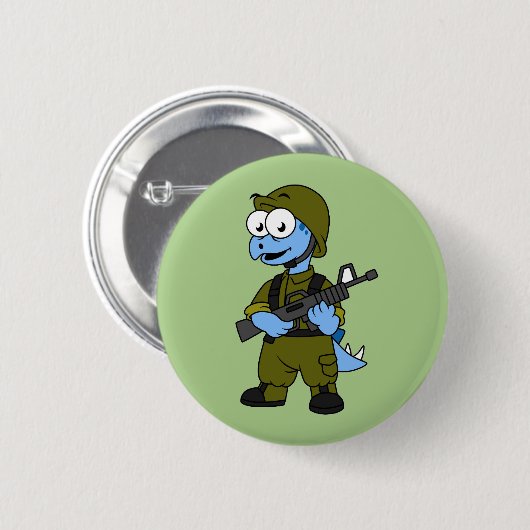 Illustration eines Stegosaurus Soldiers. Button (Vorne & Hinten)