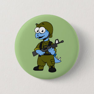 Illustration eines Stegosaurus Soldiers. Button