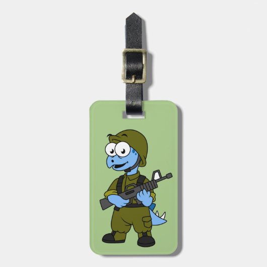 Illustration eines Stegosaurus Soldiers. Gepäckanhänger (Vorderseite vertikal)