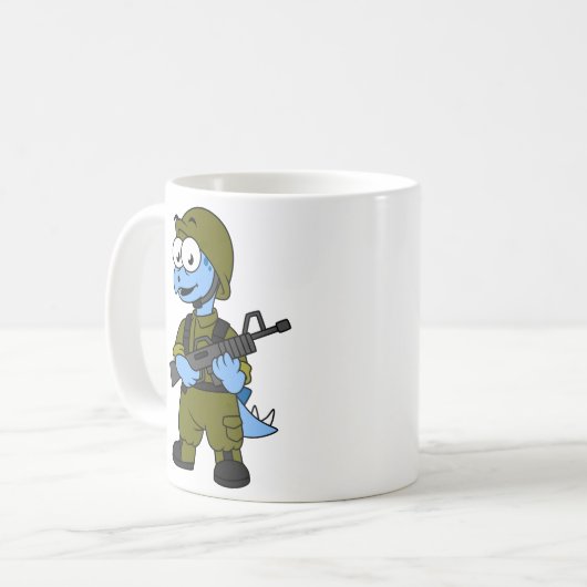 Illustration eines Stegosaurus Soldiers. Kaffeetasse (Vorderseite Links)