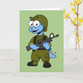 Illustration eines Stegosaurus Soldiers. Karte (Gelbe Blume)