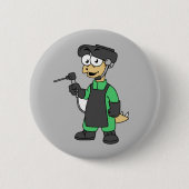 Illustration eines Stegosaurus Welders. Button (Vorderseite)