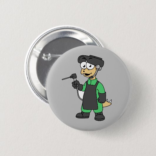 Illustration eines Stegosaurus Welders. Button (Vorne & Hinten)