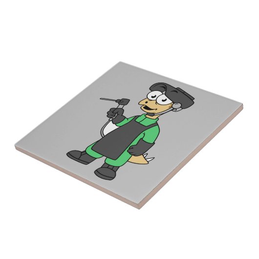 Illustration eines Stegosaurus Welders. Fliese (Seite)