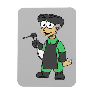 Illustration eines Stegosaurus Welders. Magnet