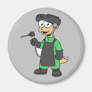Illustration eines Stegosaurus Welders. Magnet