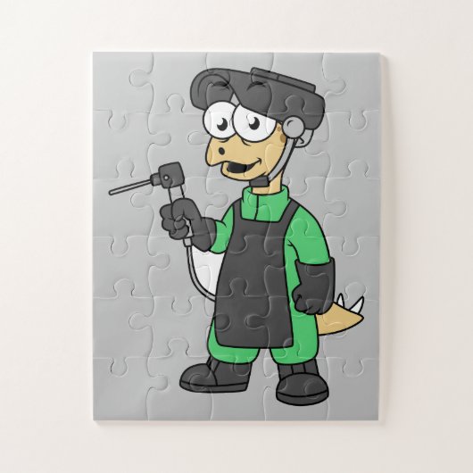 Illustration eines Stegosaurus Welders. Puzzle (Vertikal)