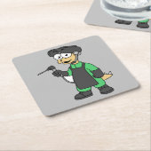 Illustration eines Stegosaurus Welders. Rechteckiger Pappuntersetzer (angewinkelt)