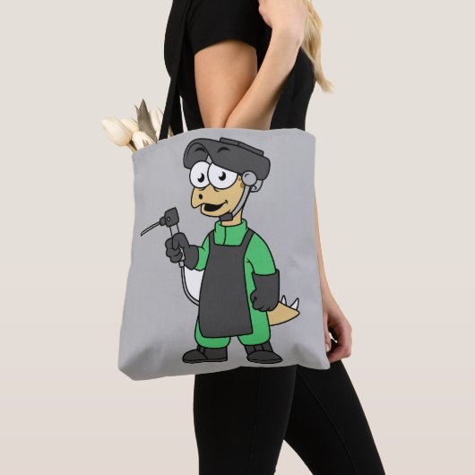 Illustration eines Stegosaurus Welders. Tasche (Von Nahem)