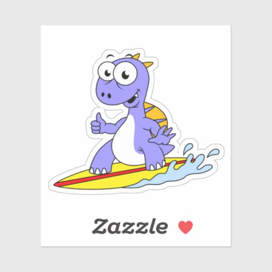 Illustration eines surfenden Spinosauriers. Aufkleber (Blatt)