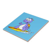 Illustration eines surfenden Spinosauriers. Fliese (Seite)