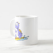 Illustration eines surfenden Spinosauriers. Kaffeetasse (Vorderseite Links)