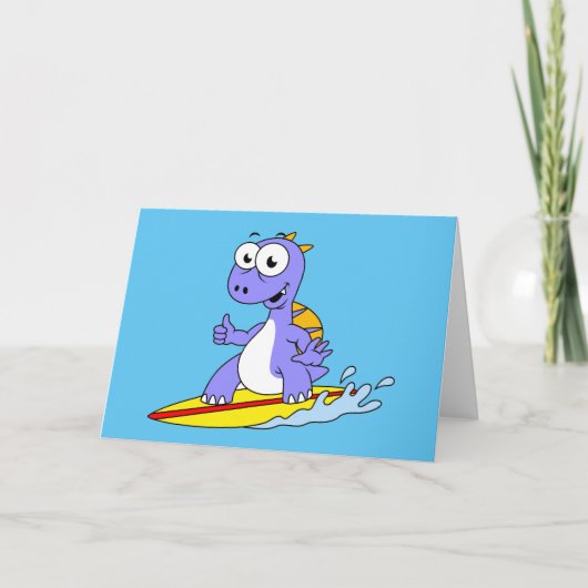 Illustration eines surfenden Spinosauriers. Karte (Vorderseite)