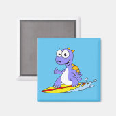 Illustration eines surfenden Spinosauriers. Magnet (Vorderseite/Rückseite)