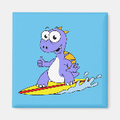 Illustration eines surfenden Spinosauriers. Magnet (Vorne)