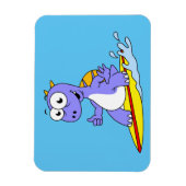 Illustration eines surfenden Spinosauriers. Magnet (Vertikal)