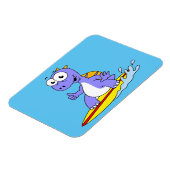 Illustration eines surfenden Spinosauriers. Magnet (Linke Seite)