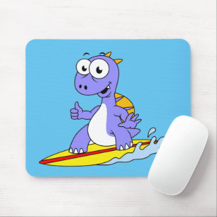 Illustration eines surfenden Spinosauriers. Mousepad
