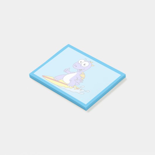 Illustration eines surfenden Spinosauriers. Post-it Klebezettel (angewinkelt)