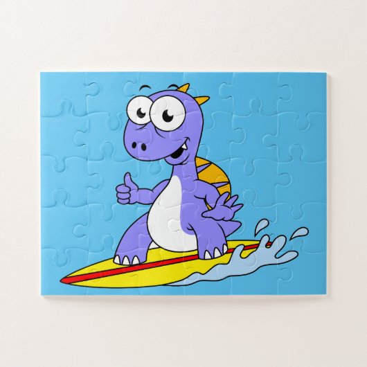 Illustration eines surfenden Spinosauriers. Puzzle (Horizontal)