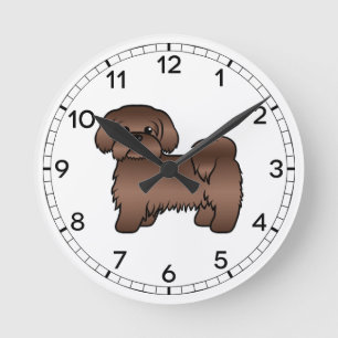 Illustration eines süßen Cartoon-Hundes der Rasse  Runde Wanduhr
