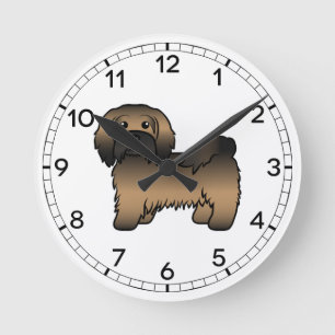 Illustration eines süßen Cartoon-Hundes mit Havane Runde Wanduhr