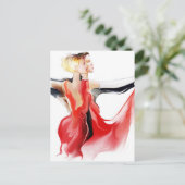 Illustration eines Tanzpaares Postkarte (Stehend Vorderseite)