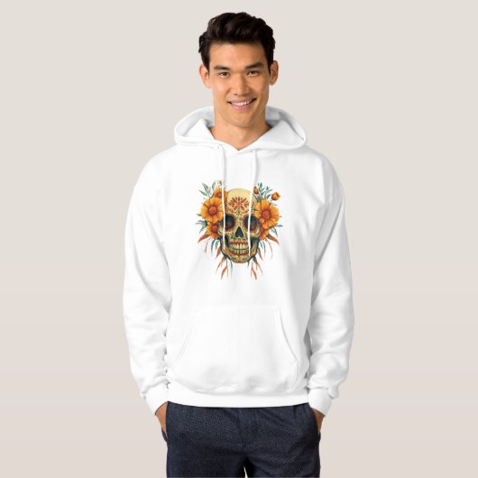 Illustration eines Totenfest-Schädels Hoodie (Vorne ganz)