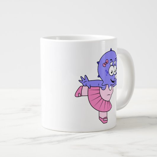 Illustration eines Triceratops Ballet Tänzers. Jumbo-Tasse (Vorderseite Rechts)