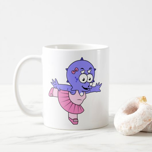 Illustration eines Triceratops Ballet Tänzers. Kaffeetasse (Mit Donut)