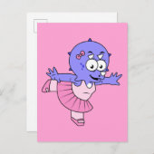 Illustration eines Triceratops Ballet Tänzers. Postkarte (Vorne/Hinten)