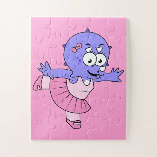 Illustration eines Triceratops Ballet Tänzers. Puzzle (Vertikal)