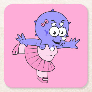 Illustration eines Triceratops Ballet Tänzers. Rechteckiger Pappuntersetzer