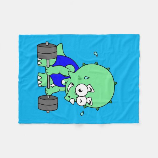 Illustration eines Triceratops, der Gewichte hebt. Fleecedecke (Vorderseite (Horizontal))