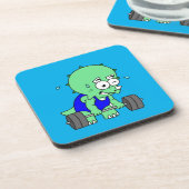 Illustration eines Triceratops, der Gewichte hebt. Getränkeuntersetzer (Linke Seite)