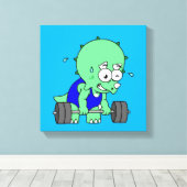 Illustration eines Triceratops, der Gewichte hebt. Leinwanddruck (Insitu (Holzboden))