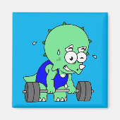 Illustration eines Triceratops, der Gewichte hebt. Magnet (Vorne)